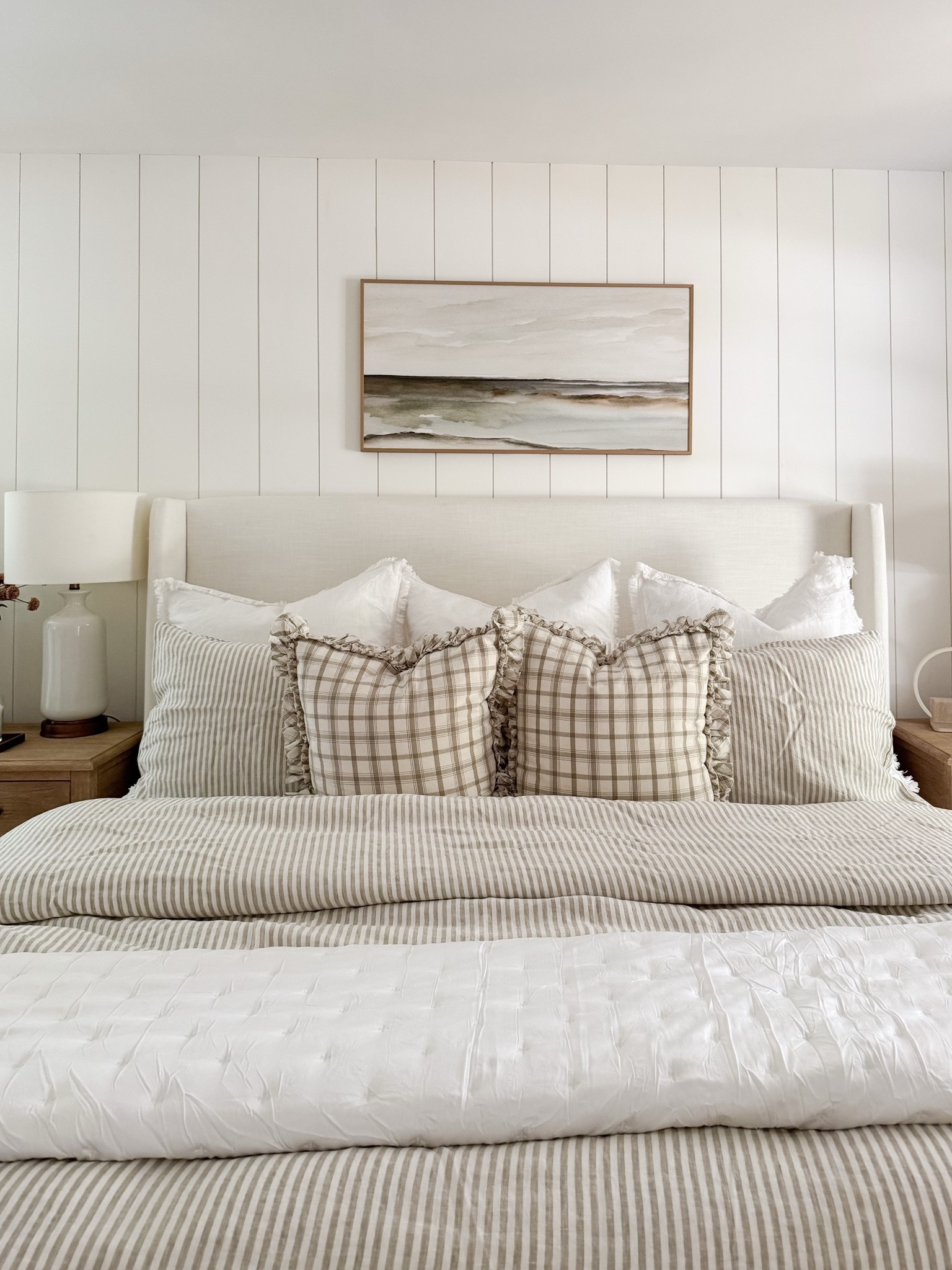 A cozy and welcoming coastal bedroom 🤍 This bedding has the prettiest striped  pattern—and it’s such a great price point! It comes in several color options and washes well.

#LTKHome