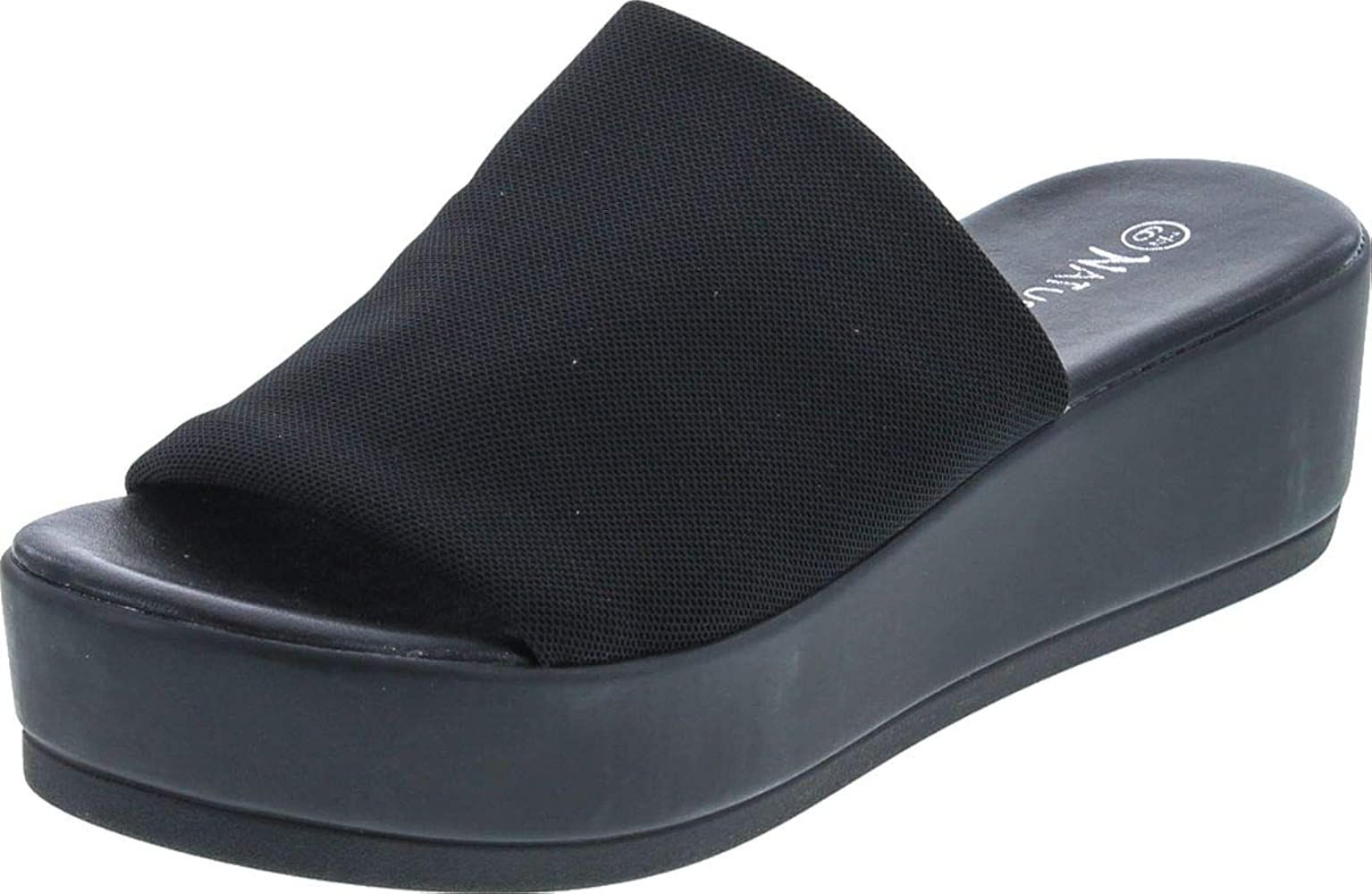 Nature Breeze Women's Stretchy Slip On Peep Toe Backless Platform Sandals | Amazon (US)