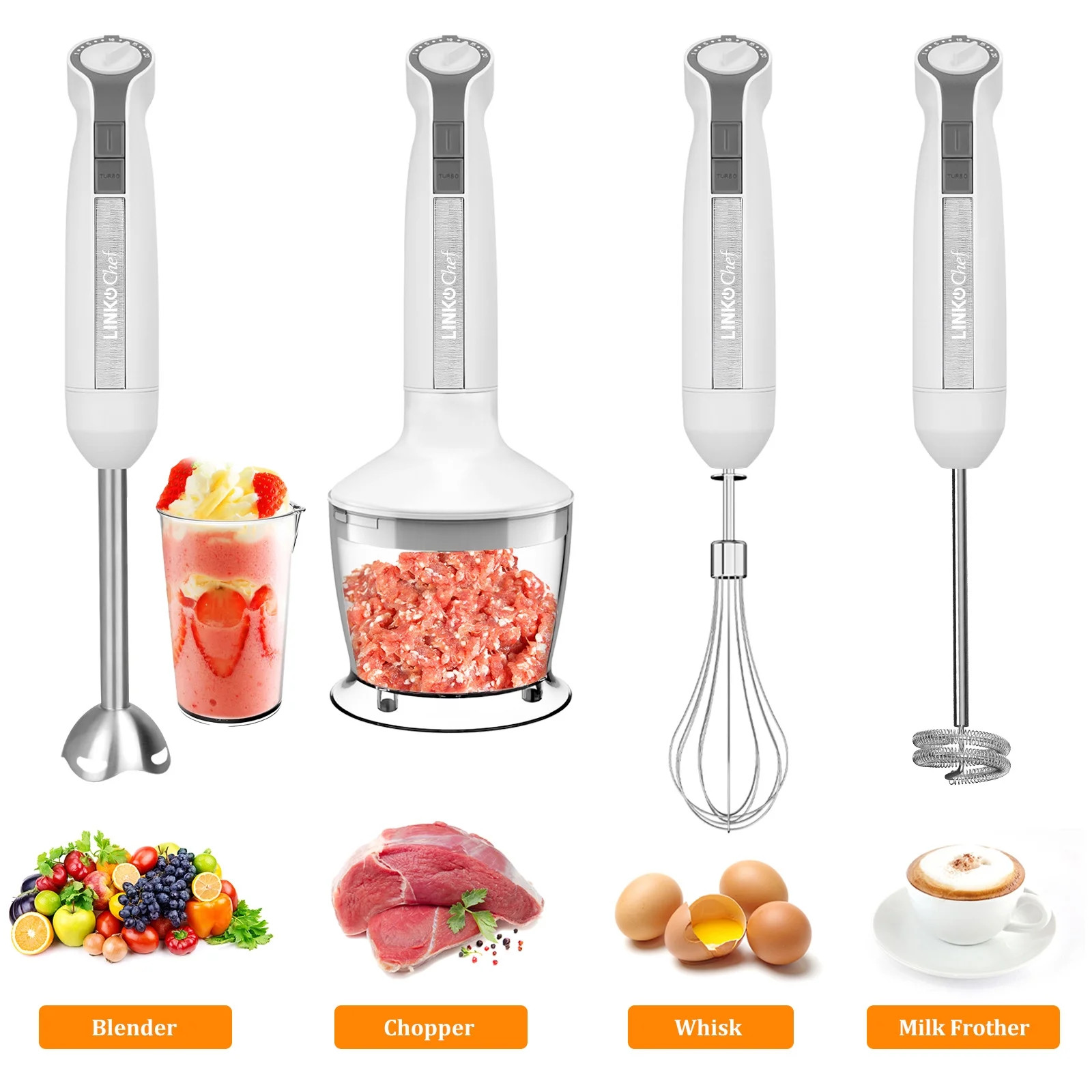 LINKChef Immersion Blender, 20-Speed 1000W 5-in-1 Immersion Hand Blender, Stick Blender with Turb... | Walmart (US)