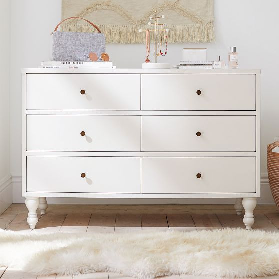 Bellevue Simply White 6-Drawer Wide Dresser (48w x 20d") | Pottery Barn Teen