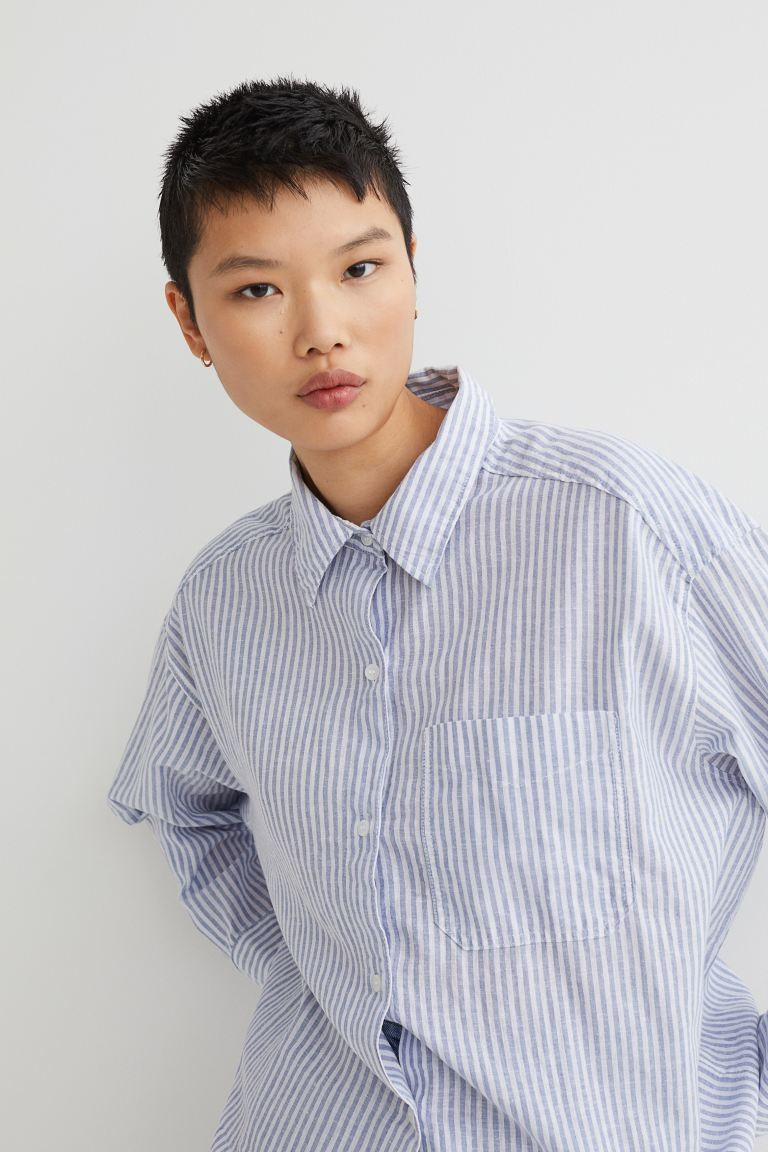 Koszula oversize z domieszką lnu | H&M (DE, AT, CH, NL, FI)