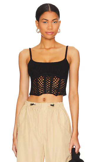Macrae Crochet Corset Top in Black | Revolve Clothing (Global)