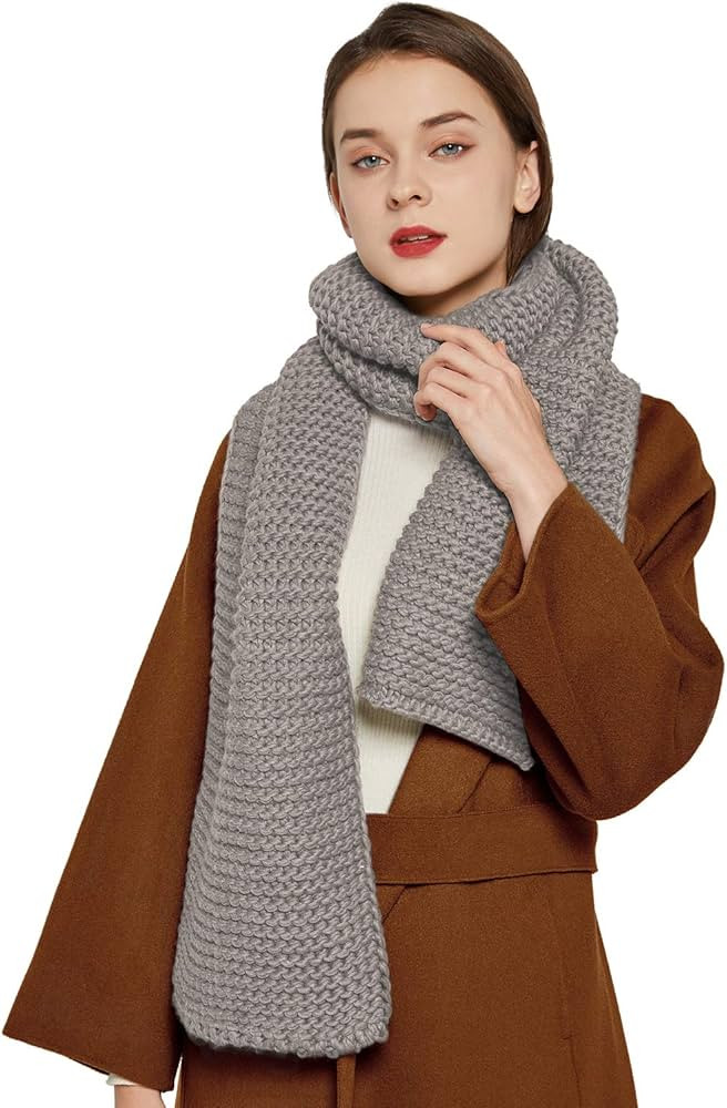 Surblue Winter Chunky Knit Scarf Warm Thick Wrap Pattern Long for Men and Women for Outdoors | Amazon (US)