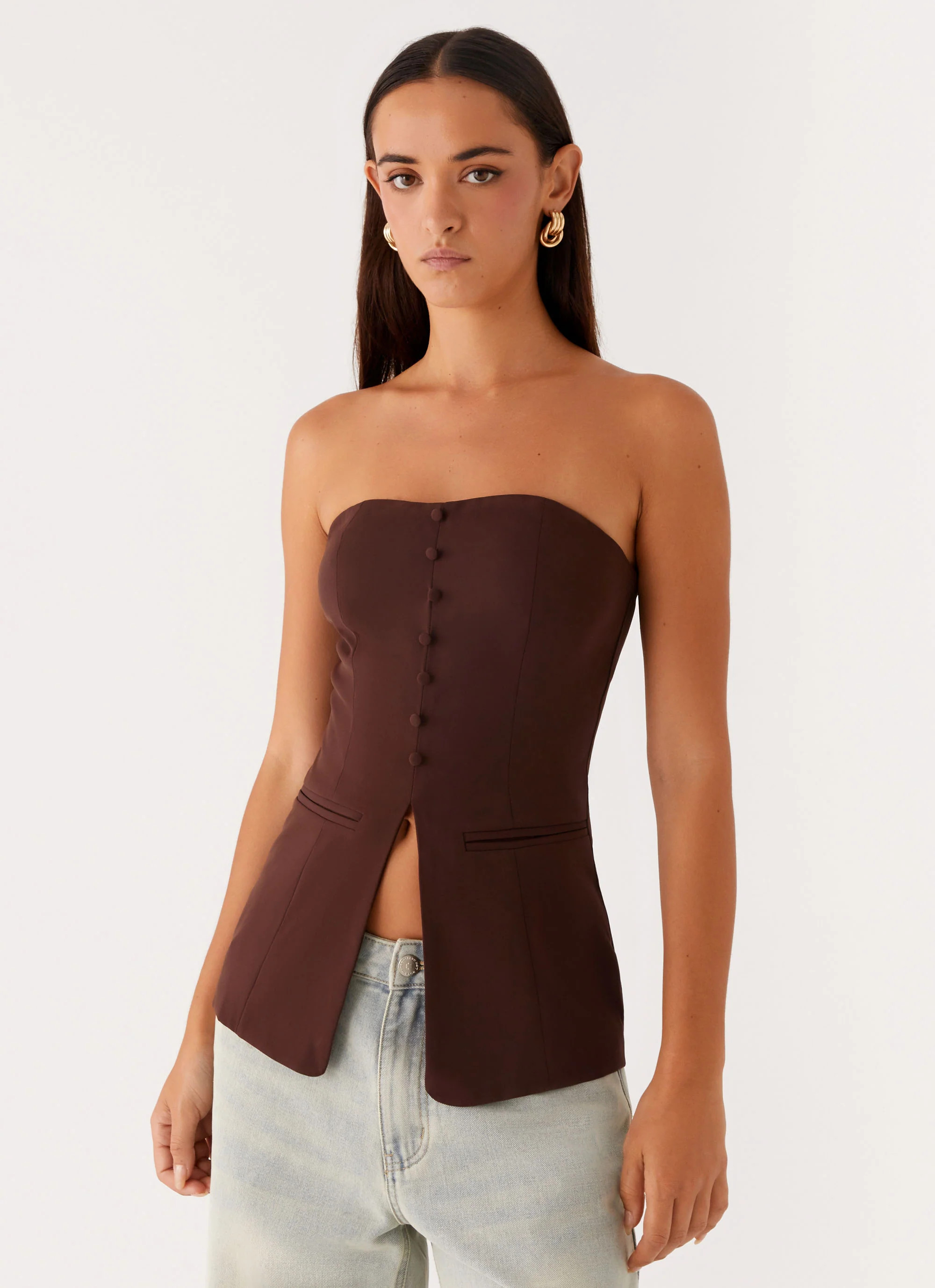 Riveria Strapless Top - Chocolate | Peppermayo (Global)