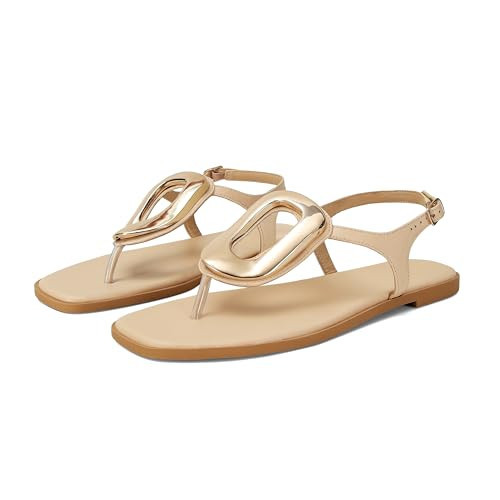Amazon.com | Wnshonzy Flip-Flops for Women Thong Sandals Flat Blue Slip on Slides Leather Beach C... | Amazon (US)
