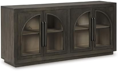 Signature Design by Ashley Dreley Classic 4-Door Accent Cabinet, Dark Brown with 2 Shelves, Arche... | Amazon (US)