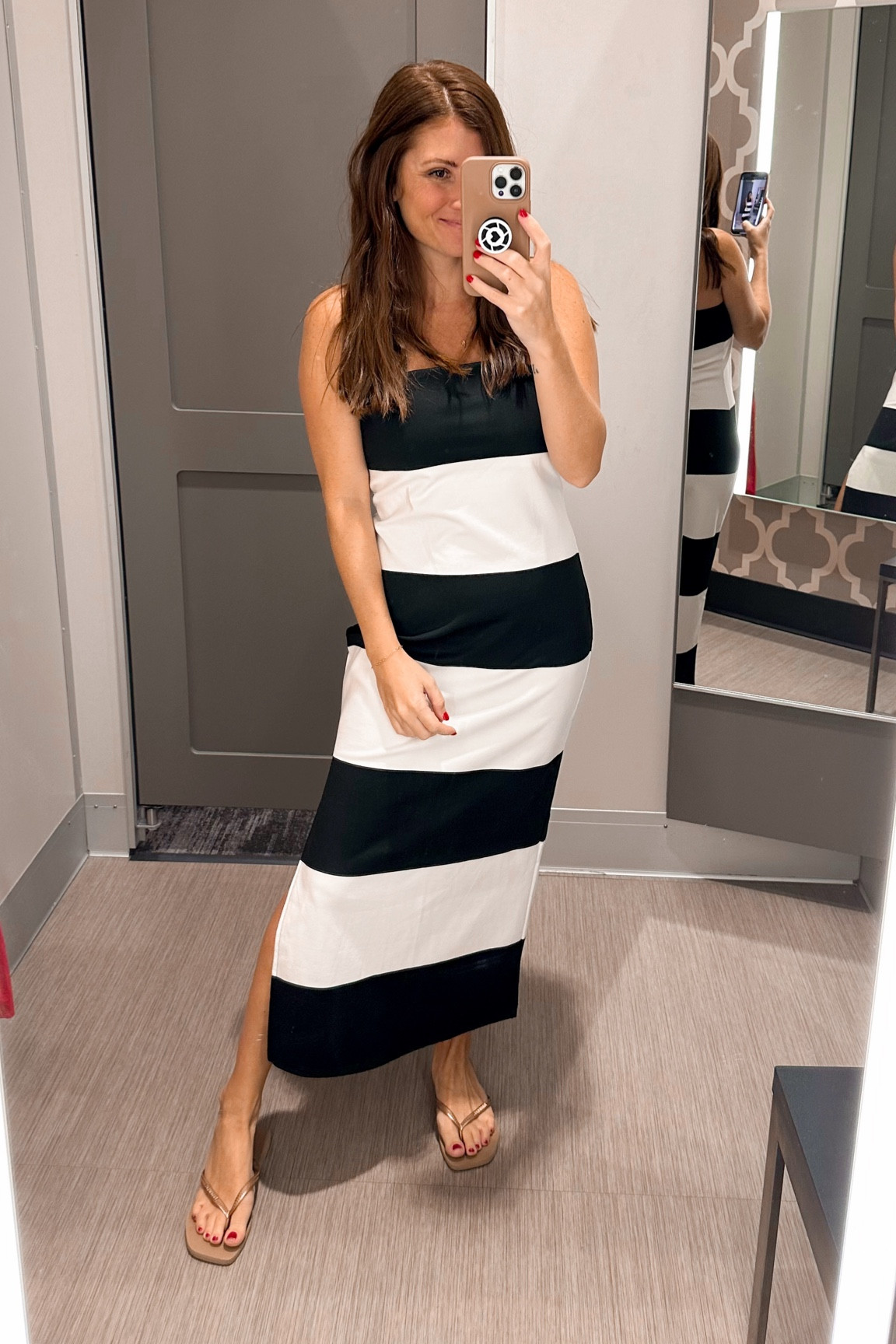 This is the cutest striped strapless dress! So comfortable and such great quality! Selling out quickly online, but will keep an eye out for a restock! Check your local stores! Wearing a size medium, but a small may fit a little bit better!

#LTKFindsUnder50 #LTKOver40 #LTKStyleTip