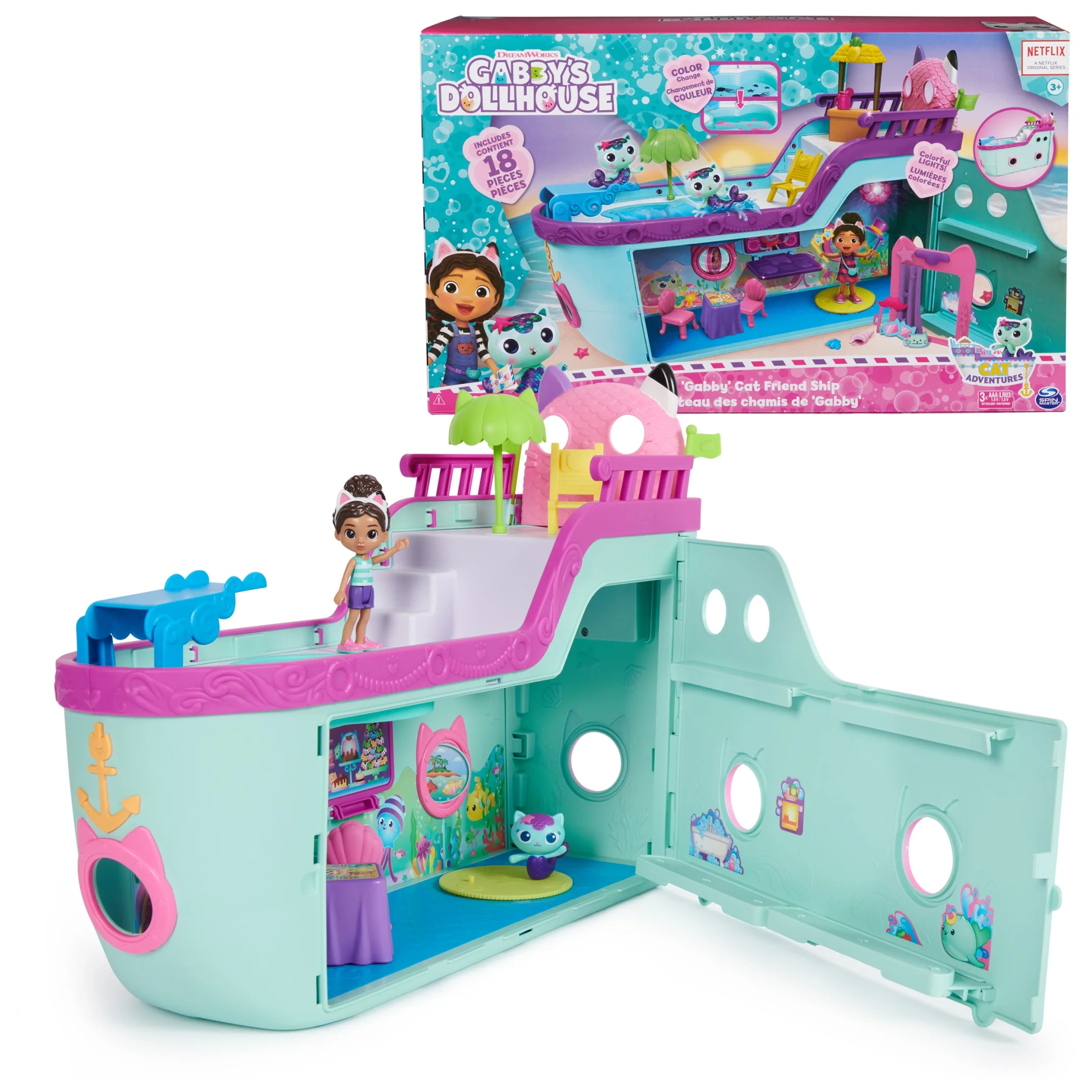 Gabby’s Dollhouse, Gabby Cat Friend Ship Cruise Ship Toy Vehicle Playset, for Kids Age 3 and up | Walmart (US)