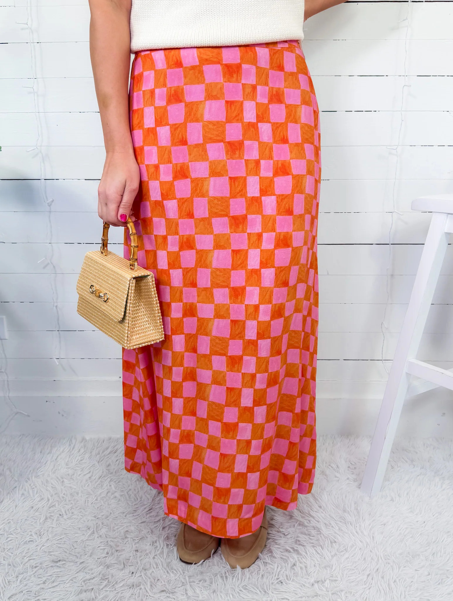 Tiffany Checker Pink + Orange Skirt Briton Court | Clover and Bee | Clover + Bee