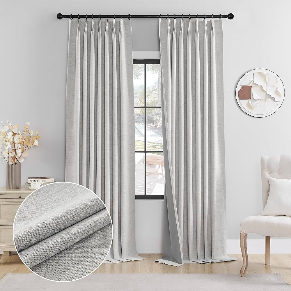 Full Blackout Extra Long Curtains Back Tab Pinch Pleat Curtains 120 Inches Long for Living Room, ... | Amazon (US)