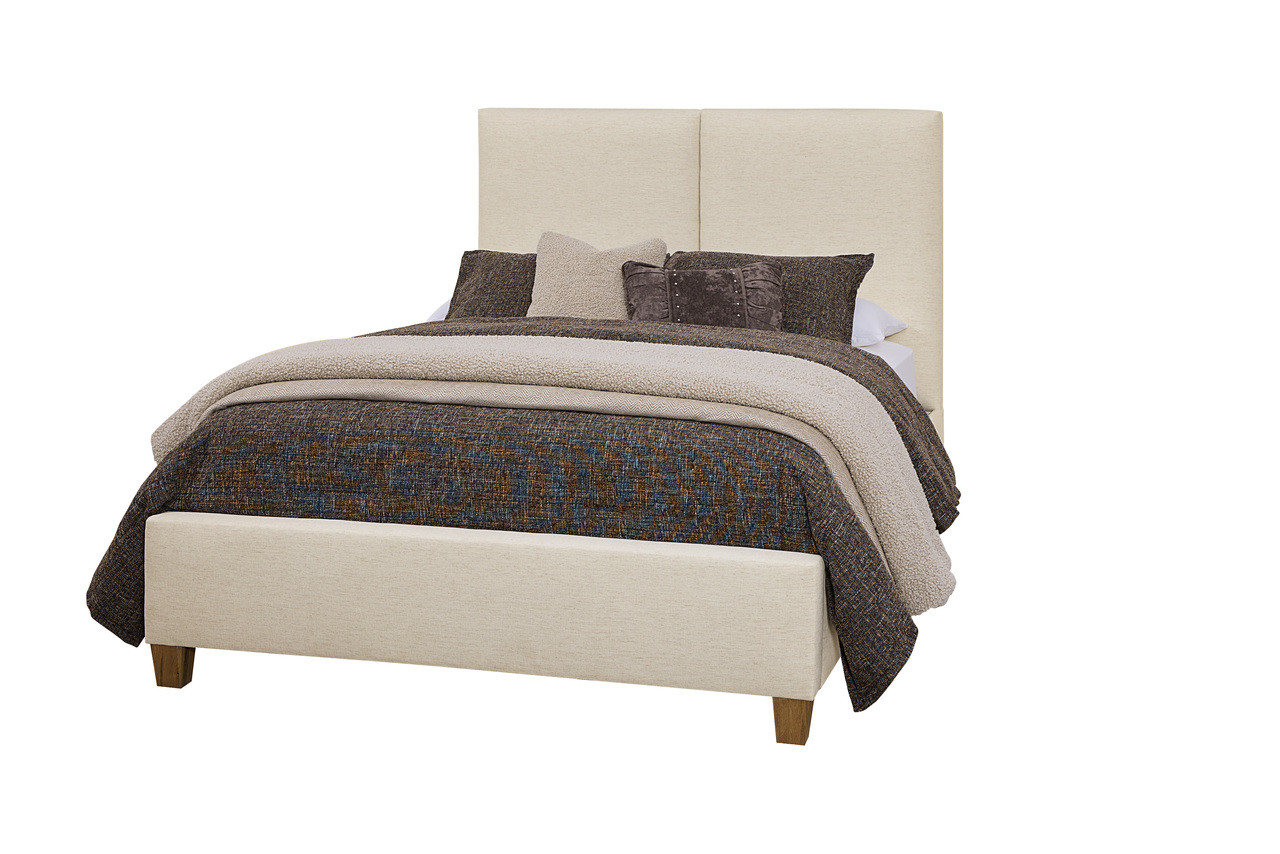 Joinery King Upholstered Bed In Ivory Cream and Espresso Oak | 1stopbedrooms