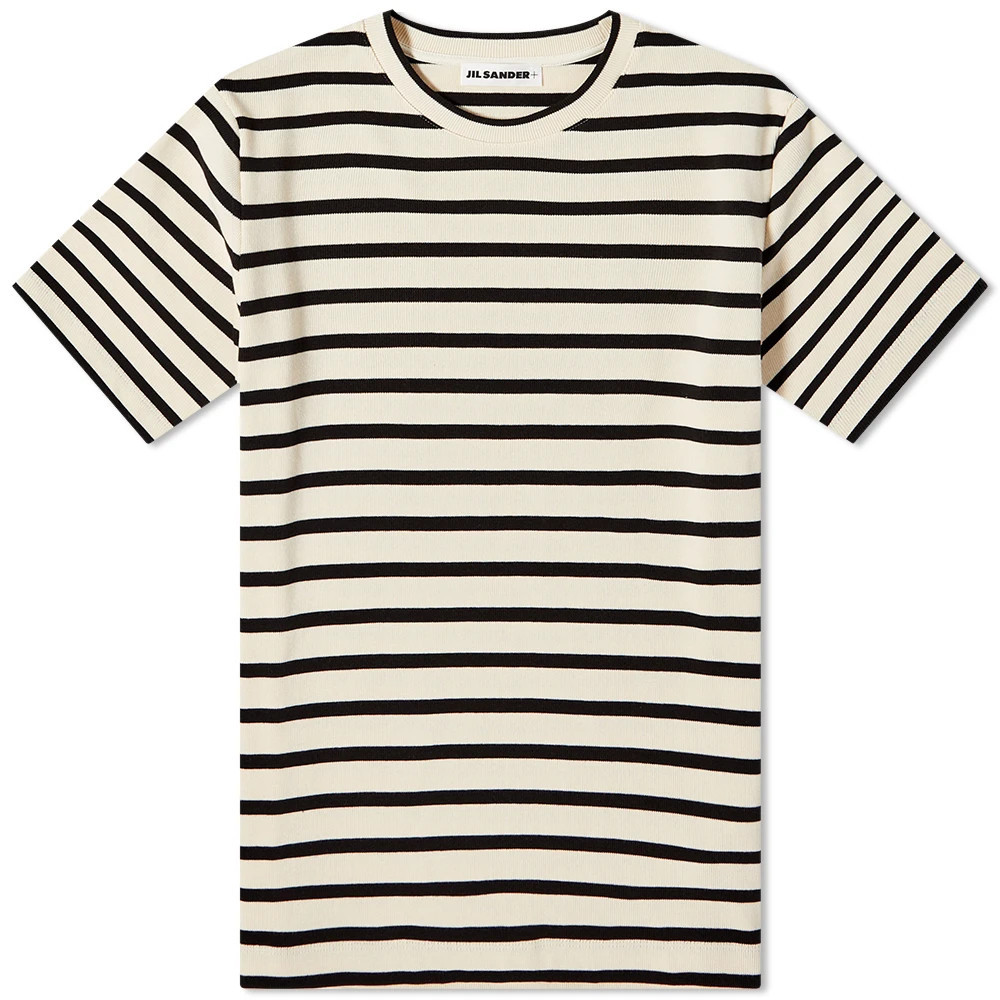 Jil Sander Women's Stripe Logo T-Shirt in Open Grey, Size X-Large | END. Clothing | END. Clothing