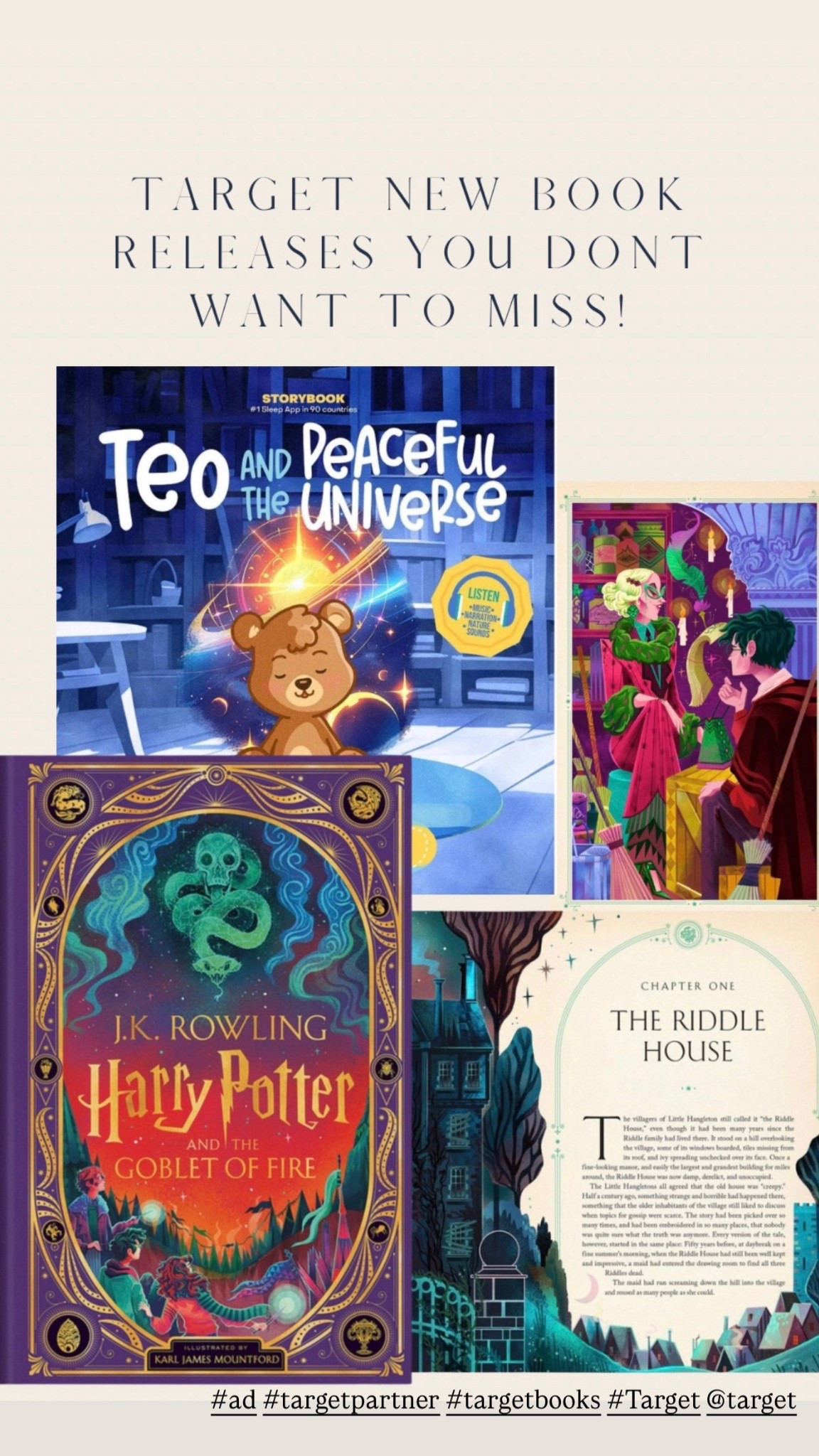 #ad @Target just released the new, interactive and illustrated Harry Potter and the Goblet of Fire book as well as Teo and the Peaceful Universe!

There are so many reasons why we love these books!

The Harry Potter and the Goblet of Fire interactive book is quite literally the coolest book I've ever seen. Not only are the illustrations colored, but it also has pop-ups throughout the book as well as hidden gems. It is great for early readers or even Harry Potter fans in general!

Teo and the Peaceful Universe is a bedtime story for kids that has an audio feature that will read the story for you as well as play calming music.

The Storybook also contains things like breathing exercises to help your kids fall asleep! Target always has the best selections of books and as always, you can get them in store or online!

#targetpartner #targetbooks #Target #momfind #kidsbooks

#LTKGiftGuide #LTKmomlife #LTKKids