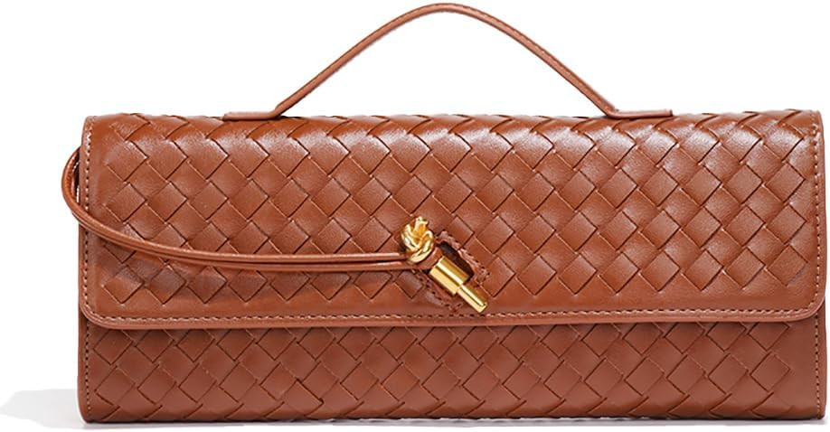 Evening Woven Clutch Purse for Women Casual Fashion Satchel Shoulder Handbag Vegan Leather Crossb... | Amazon (US)