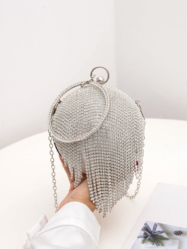 Mini Rhinestone Fringe Decor Evening Bag | SHEIN