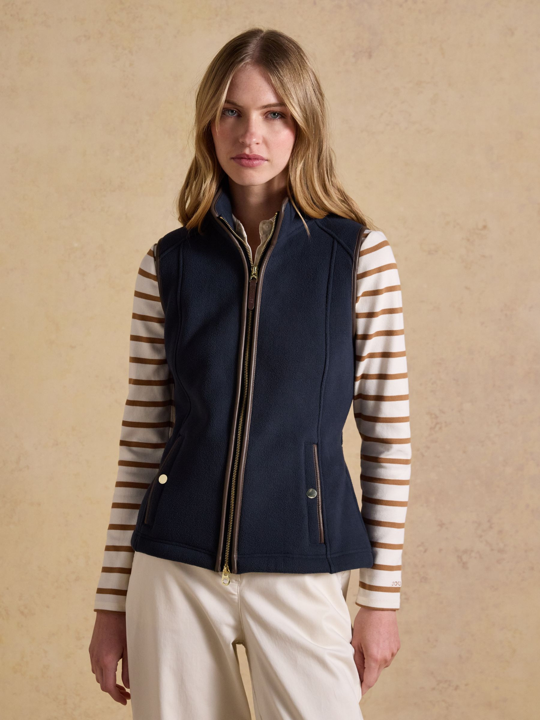 Heritage Navy Blue Regular Fleece Gilet | Joules | Joules
