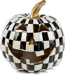 MACKENZIE-CHILDS Courtly Check Illuminated Jack-O’-Lantern, Black-and-White Light-Up Pumpkin De... | Amazon (US)