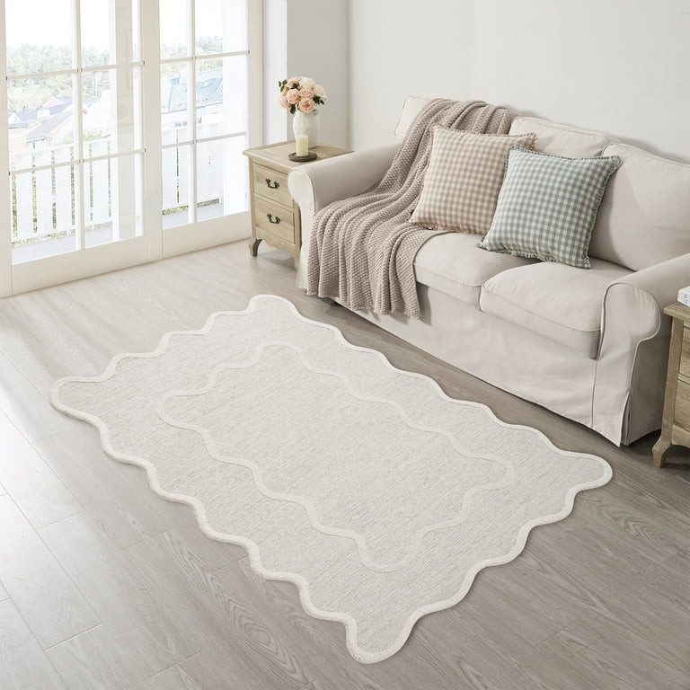 My Texas House Stella Ivory Scallop Wool Indoor Area Rug, 5' x 7' - Walmart.com | Walmart (US)