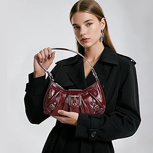 WantGor Women's Shoulder Bag, Clutch Tote Bags Top Handle Purse Zipper Handbag Buckle Punk Purses... | Amazon (US)