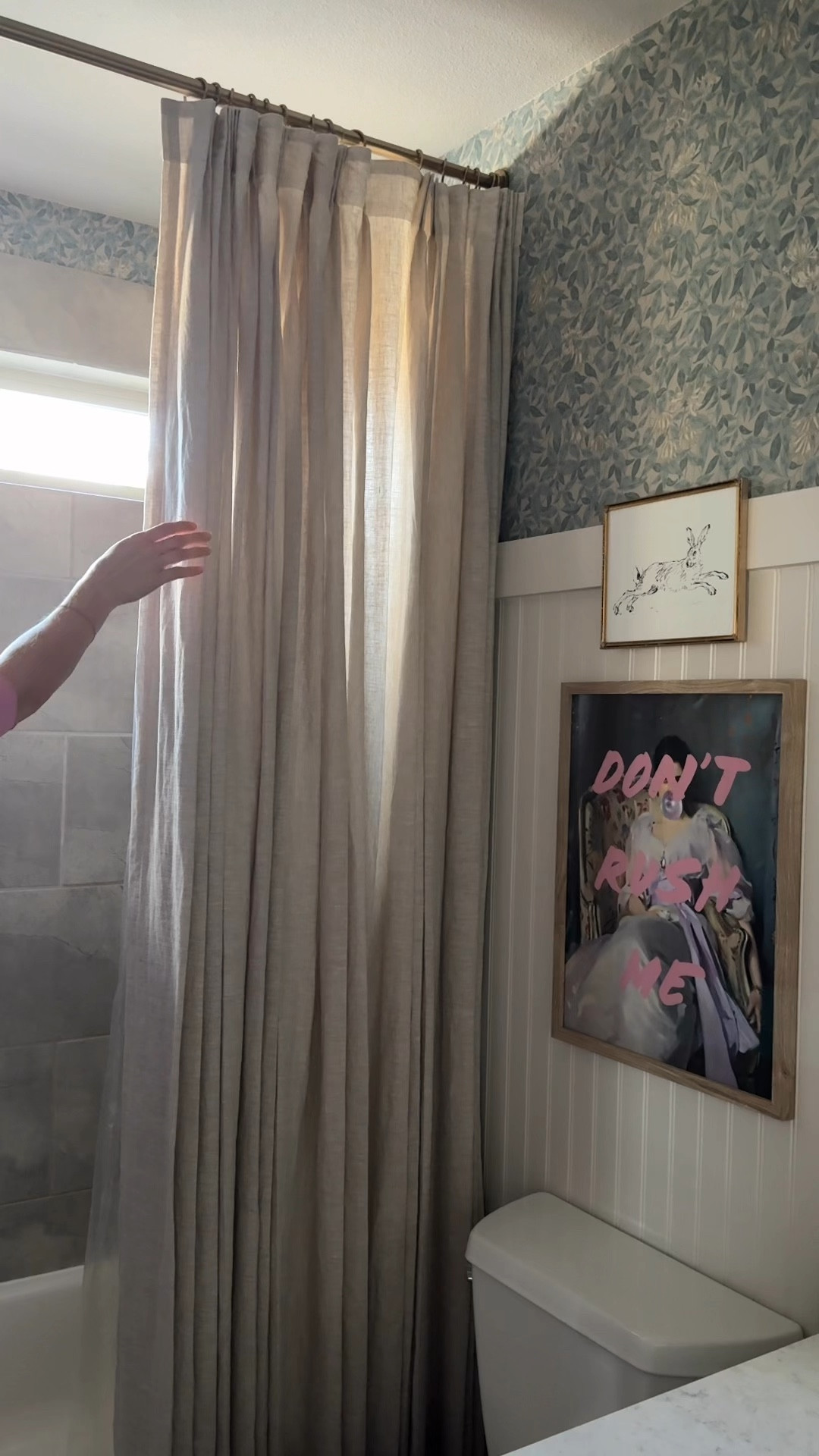 Use this shower curtain trick to make your bathroom look instantly more high-end.

‼️Use code CRAZYWONDERFUL for 20% off the drapes

TIP: Order your drape a few inches wider than your shower opening and two inches off the ground. 

Drape fabric: DORIS 
Color: Natural
Header: Pinch Pleat
Liner: None



#LTKHome