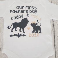 Personalised Lion Our First Fathers Day Baby Kids 2020 Body Suit Vest Girl lion king fathers day gif | Etsy (US)