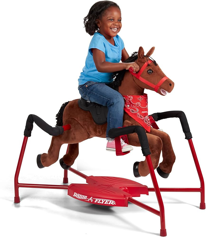 Radio Flyer Plush Rocking Horse for Ages 2-6, Interactive Riding Pony with Sound Effects, Stable ... | Amazon (US)