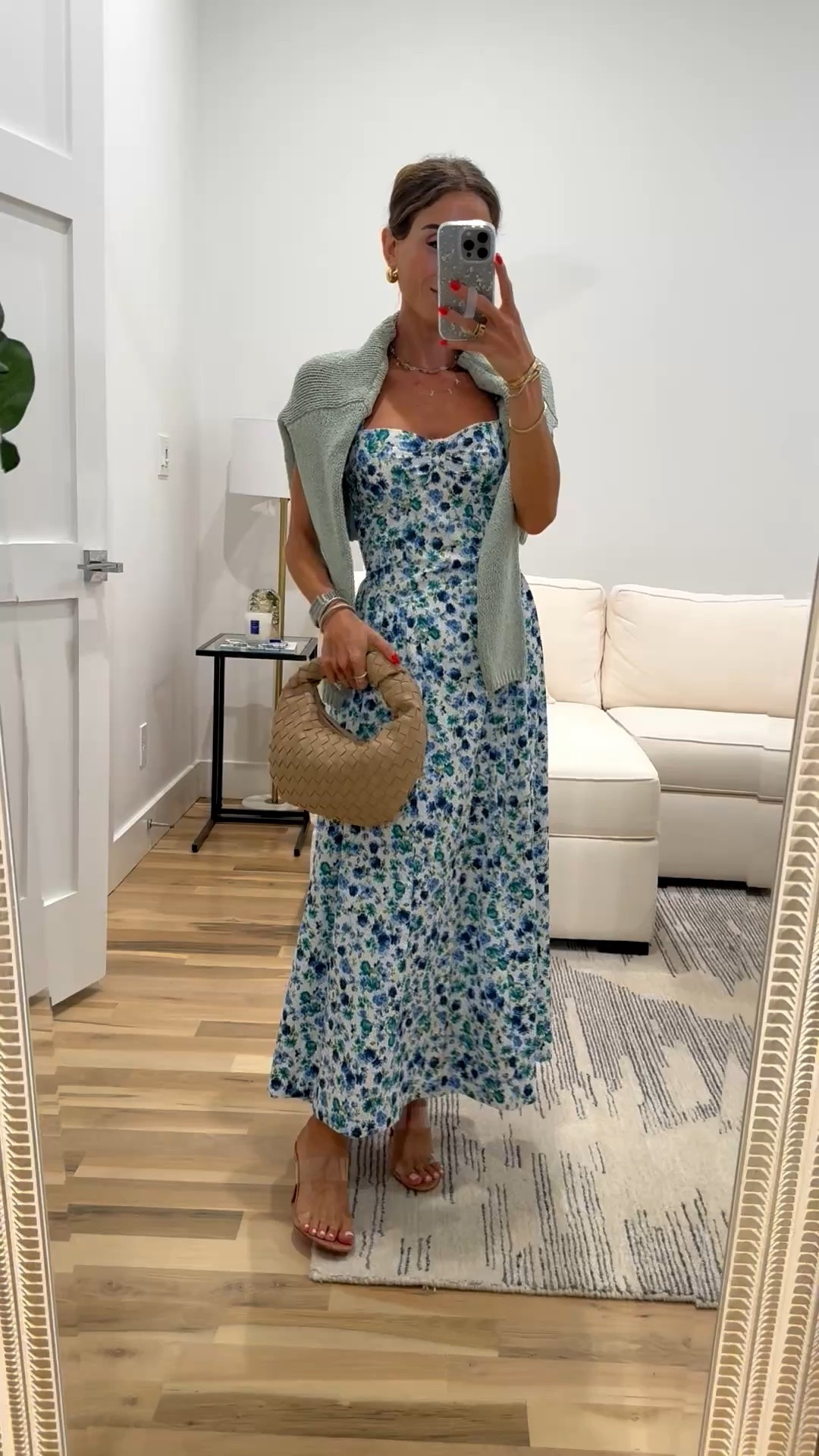 Blue floral midi dress size xxs petite selling fast! Wearing xxs petit 

#LTKPetite #LTKSaleAlert #LTKootd