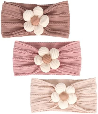 3 Pcs Baby Flower Headbands Baby Girls Nylon Headband Soft Hairbands Hair Accessories for Newborn... | Amazon (US)