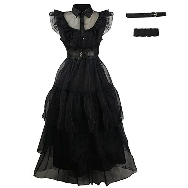 KAWELL Wednesday Addams Costume Dress,Wednesday Dress Halloween Cosplay Uniform Dress Shirt Coat ... | Walmart (US)