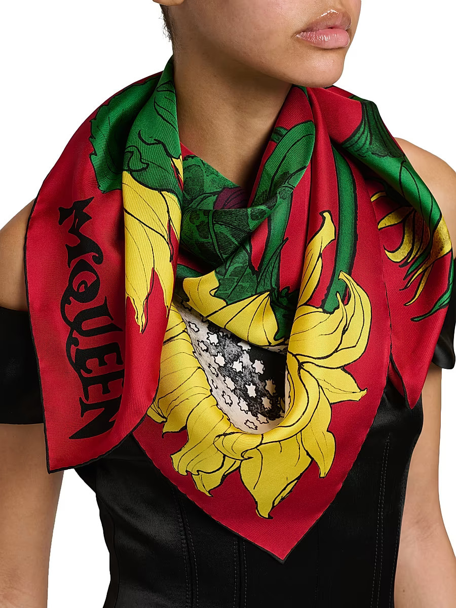 Women's Exploded Sunflower Silk Scarf - Crimson Yellow | Saks Fifth Avenue