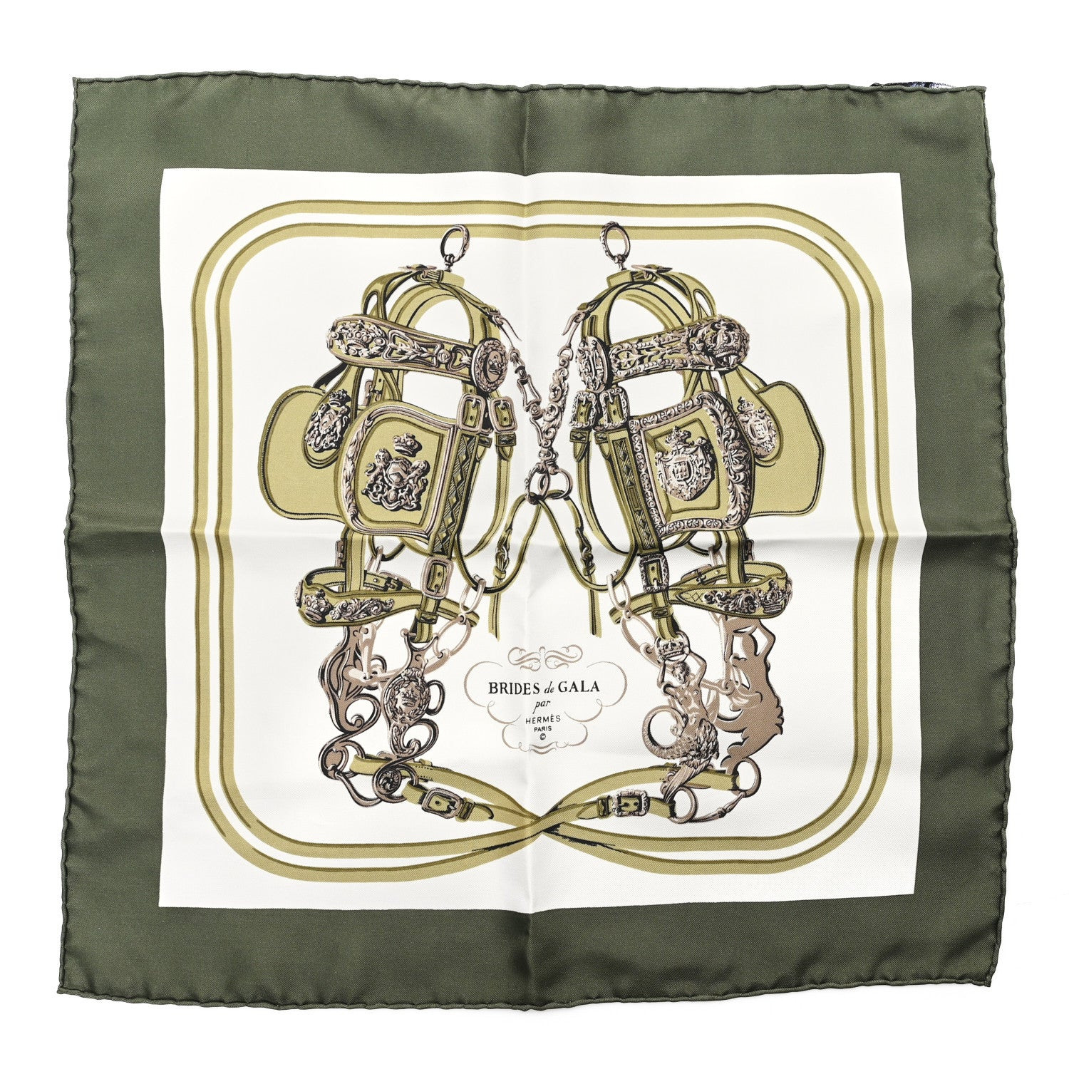 Silk Brides De Gala Pocket Square Scarf 45 Vert White | FASHIONPHILE (US)