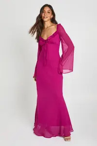 boohoo Chiffon Flared Sleeve Maxi Dress | PrettyLittleThing UK