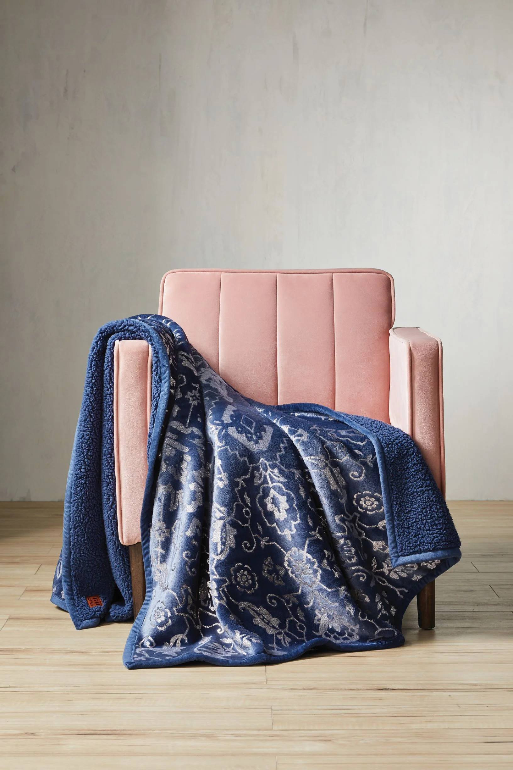 Better Homes & Gardens Oversized Sherpa Throw, 50" x 72", Blue Medallion | Walmart (US)