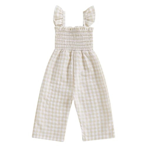 Toddler Baby Girl Summer Clothes Ruffle Sleeveless Smocked Romper One Piece Jumpsuit Suspender Pa... | Amazon (US)