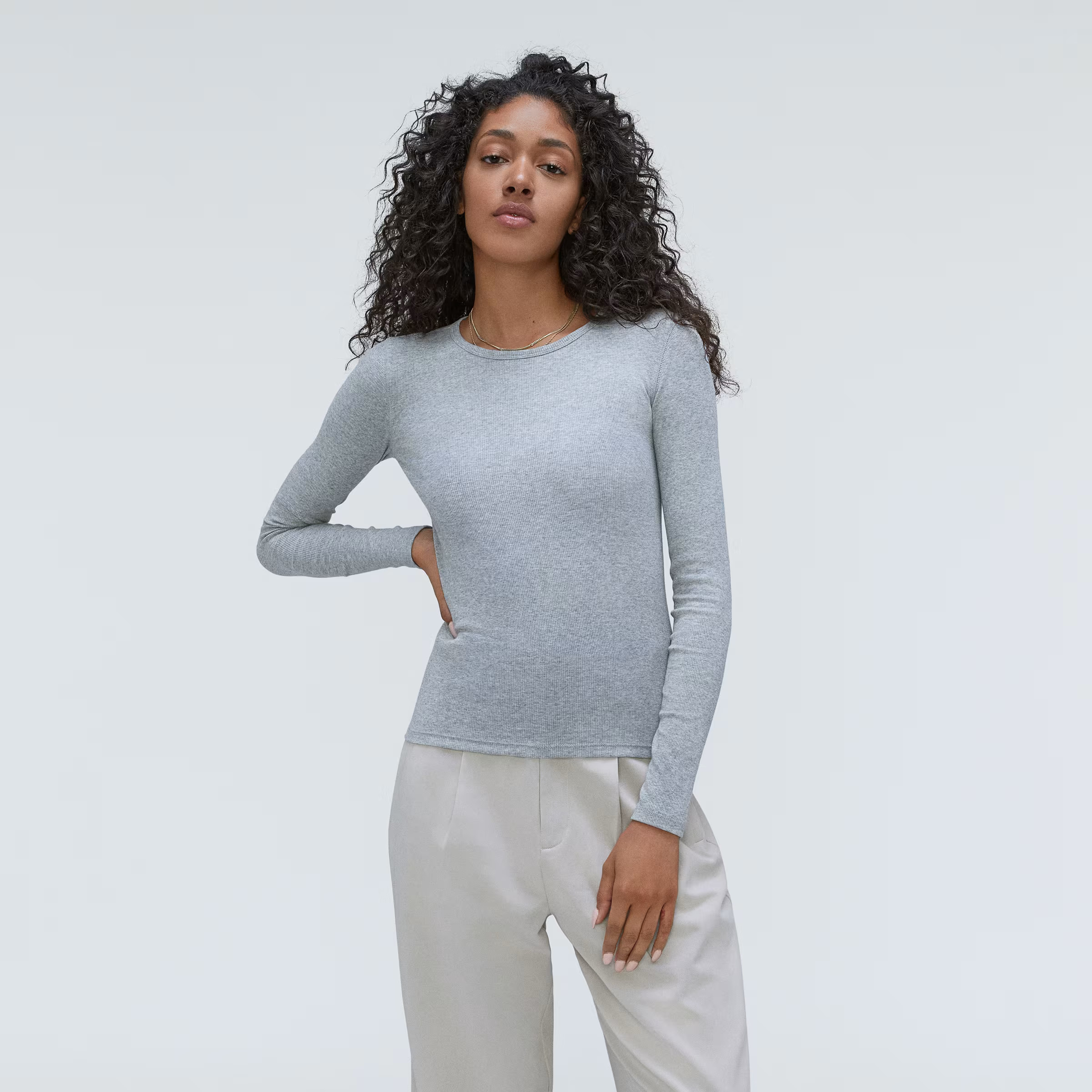 The Supima® Micro-Rib Long-Sleeve Crew | Everlane