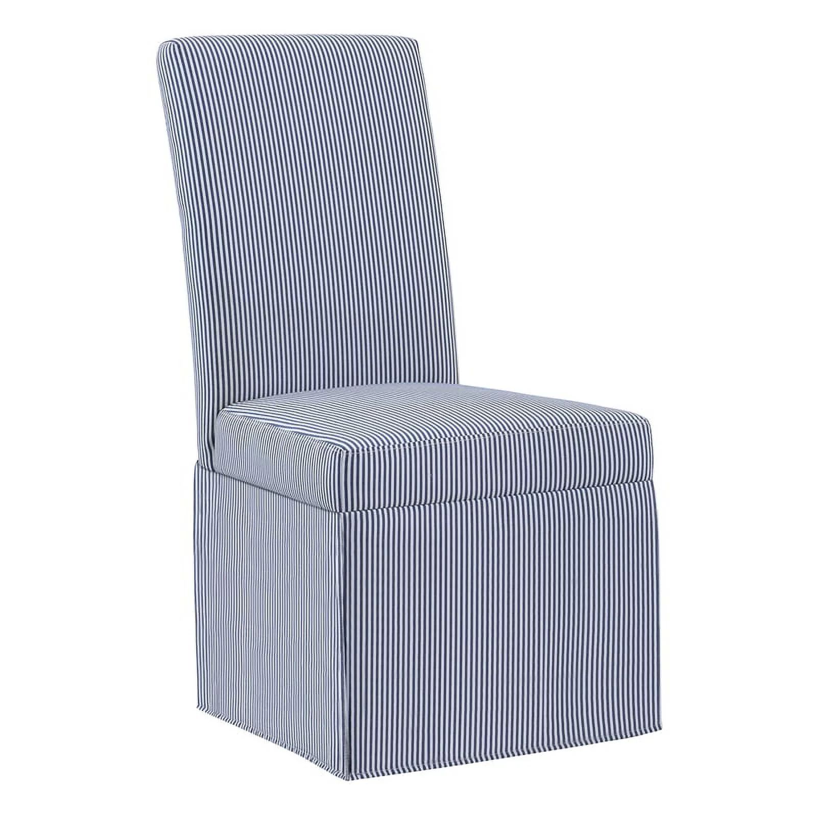 Adalynn Slipcover Dining Chair 2 Pack in Navy Stripe Fabric | Walmart (US)