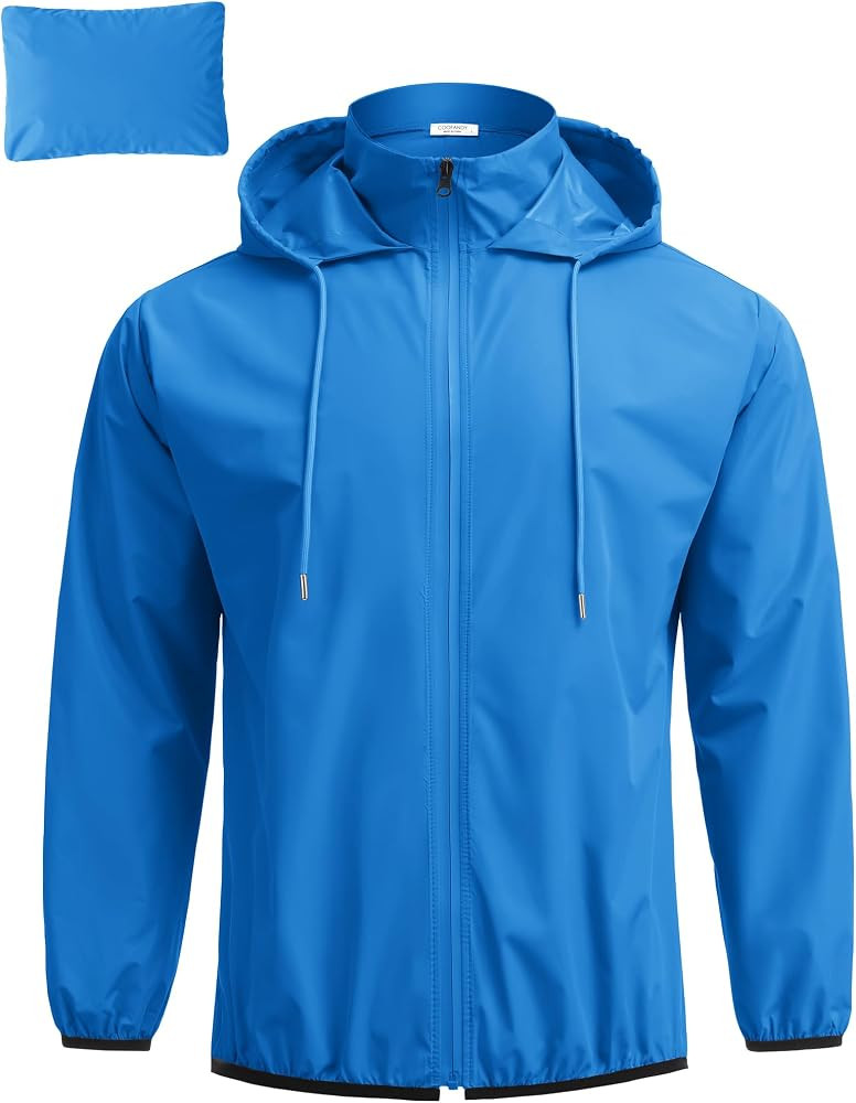 COOFANDY Men's Packable Rain Jacket Lightweight Waterproof Raincoat with Hood Outdoor Running Hik... | Amazon (US)