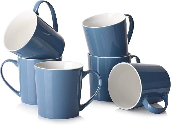 DOWAN Coffee Mugs Set, 18 OZ Large Coffee Mug Set of 6, Ceramic Mugs with Large Handle for Coffee... | Amazon (US)