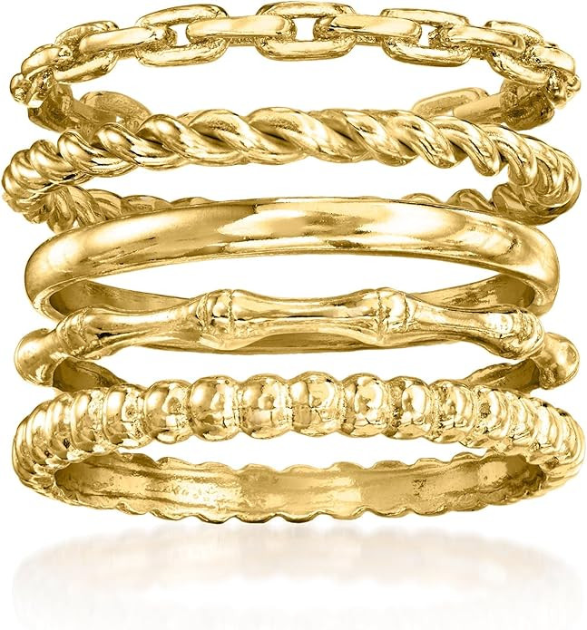 Ross-Simons 18kt Gold Over Sterling Jewelry Set: 5 Stackable Rings. Size 9 | Amazon (US)