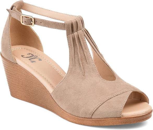 Journee Collection Womens Comfort Sole Ankle Strap Wedges | Amazon (US)