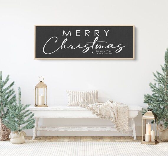 Merry Christmas Sign with Last Name | Christmas Decor |  Modern Farmhouse Holiday Wall Art for Ov... | Etsy (US)