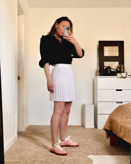 White tennis style skirt: 1 or 2? 
Wearing Lacoste pleated skirt and Lacoste pleated twill skirt, both size 36 with Lacoste baseshot sneakers in pink and orange. 
💭💭💭
Don’t miss Lacoste Spring sale ☺️ - I linked all the items that are on sale rn starting at $68.99! 

#LTKSeasonal #LTKSaleAlert #LTKFindsUnder100