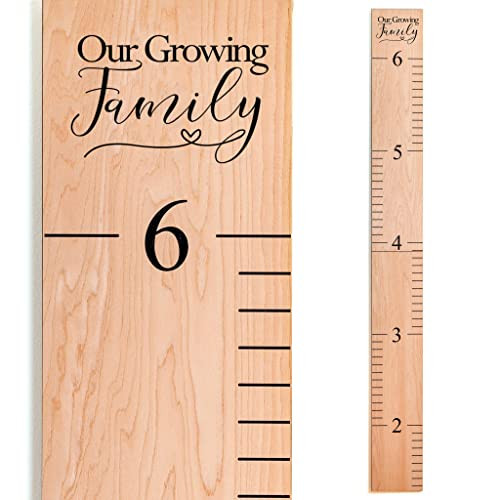Headwaters Studio Wooden Growth Chart – Kids Height Chart, Wall Measurement for Kids, Height Chart for Wall, Growth Ruler for Children – Our Growing Family, Natural (6.7" to 6.5") | Amazon (US)