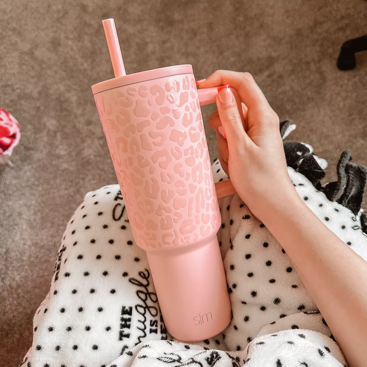 Simple Modern, Dining, Simple Modern Blush Leopard Pink 4 Oz Trek Tumbler  With Handle Nwt