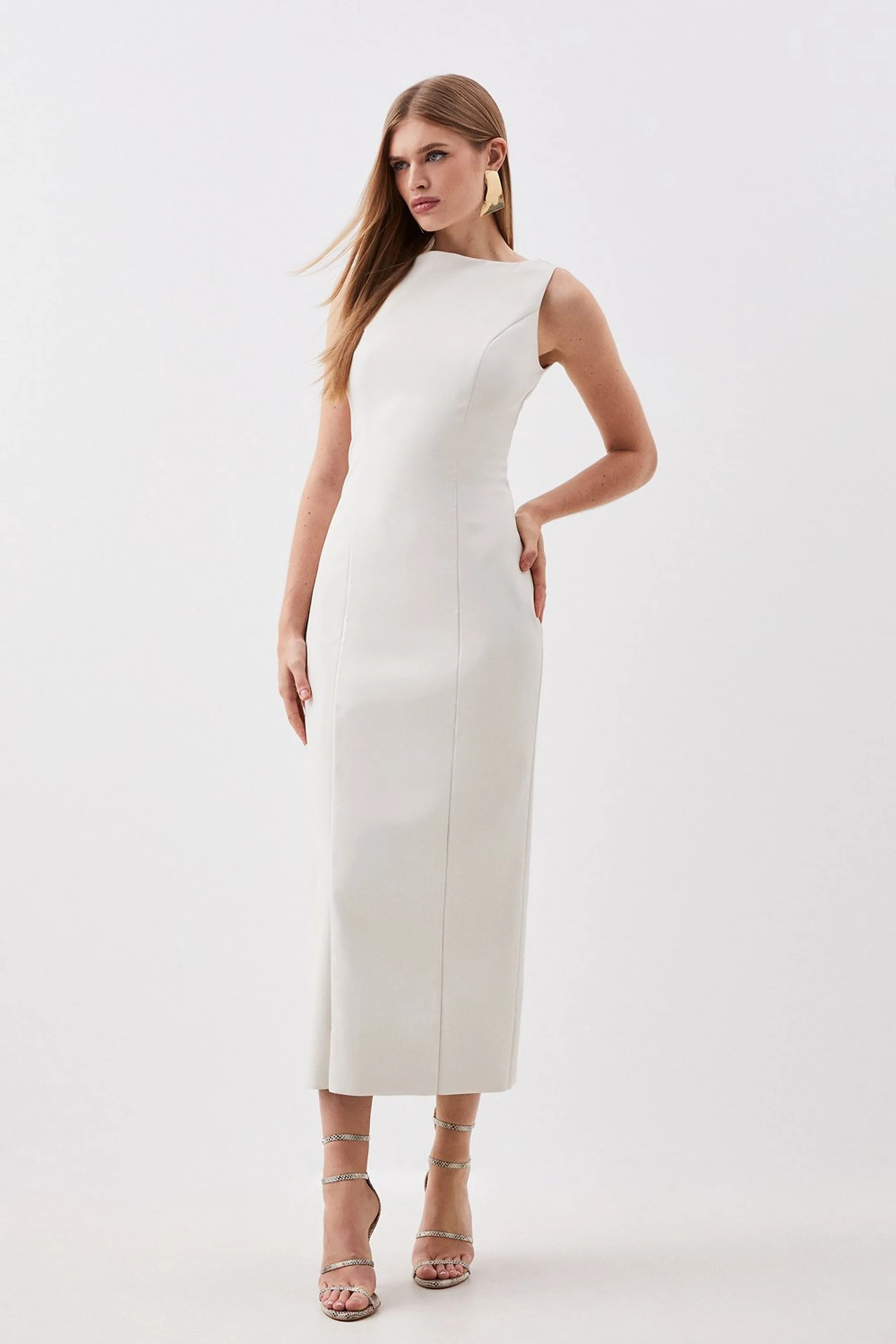 Stretch Lightweight Pu Panelled Midi | Karen Millen UK + IE + DE + NL