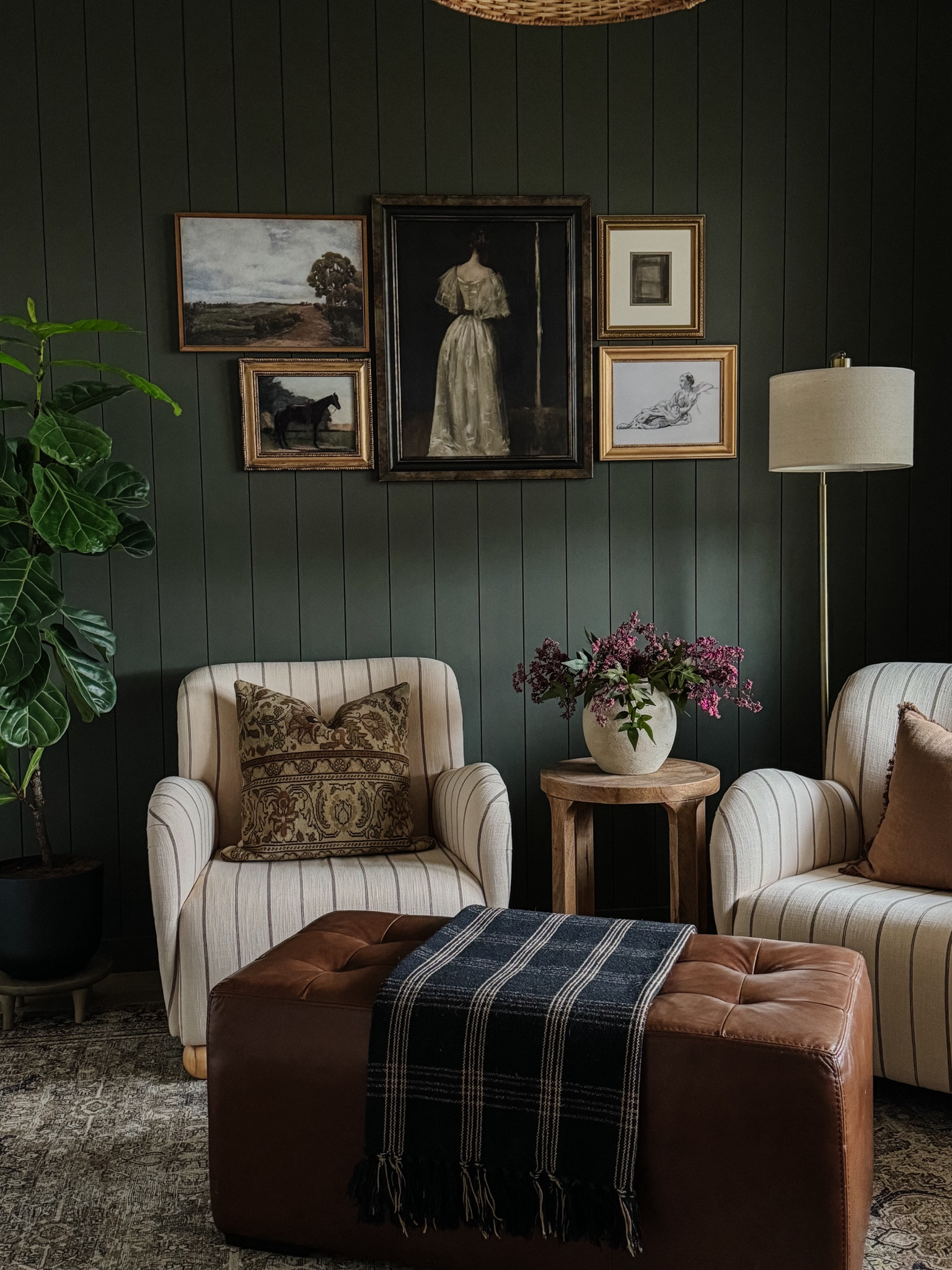 Den inspo, affordable home decor, noodle bench, Target home, bun foot accent chair, upholstered accent chair, gallery wall inspo, accent table, throw pillows, throw blanket, loloi rug, vintage rug, dried florals, conical lamp shade, rattan lampshade, affordable finds, home decor, minimalist faux tree, citrus tree, Amazon tree, striped accent chair, antique piano stool 


#LTKhome #LTKstyletip #LTKsalealert