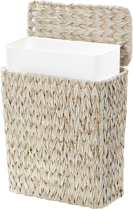 Coeusy Wicker Trash Can with Lid and Liner,Boho Decotative Small Bathroom Trash Cans,Waterproof S... | Amazon (US)