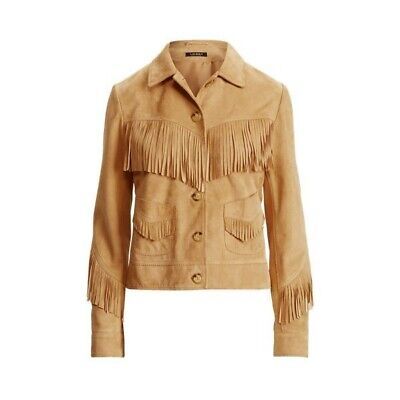 Lauren Ralph Lauren Fringe Suede Jacket RL Western Inspired Suede Leather Jacket  | eBay | eBay US