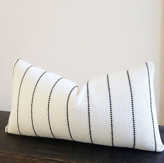 Black Stripe Pillow Cover With White Textured Background | Etsy | Etsy (US)