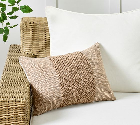 Delonee Handwoven Outdoor Lumbar Pillow | Pottery Barn (US)